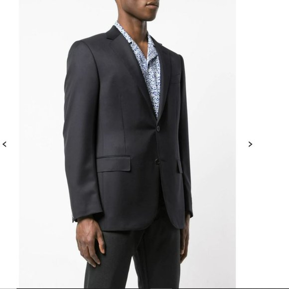 Z Zegna Men's Black Designer Wool Suit Coat Jacket Blazer Black Tie Men's L 45R